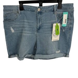 1822 Denim Danielle 5” Light Blue Wash Denim High Rise Shorts Size 20W Women NWT